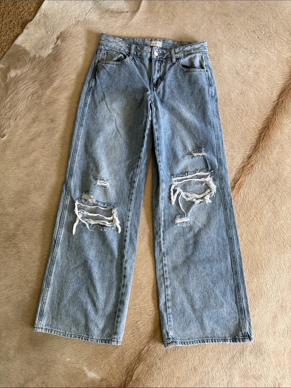 PacSun Casey Low Rise Baggy 90s fit Blue Distressed Wide-Leg Jeans